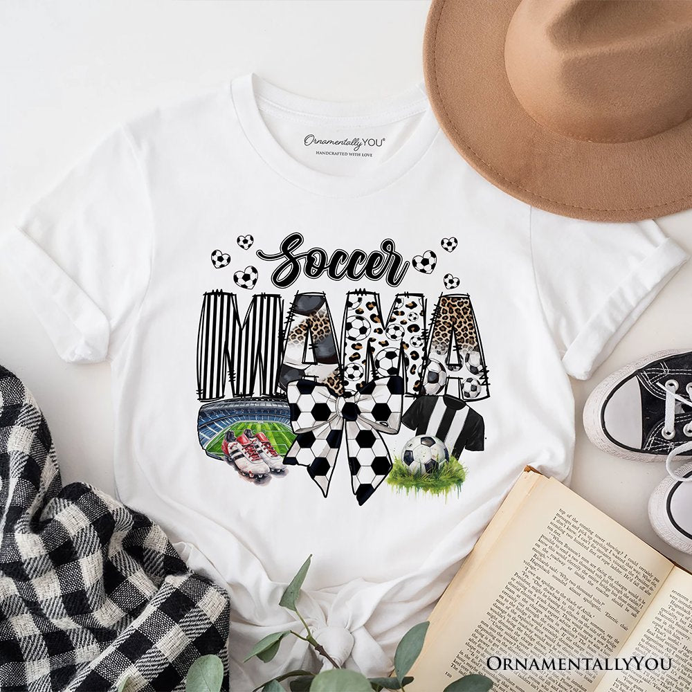 Soccer Mama Coquette Bow T-Shirt, Game Day Mom Life Tee T-Shirts OrnamentallyYou White XS 
