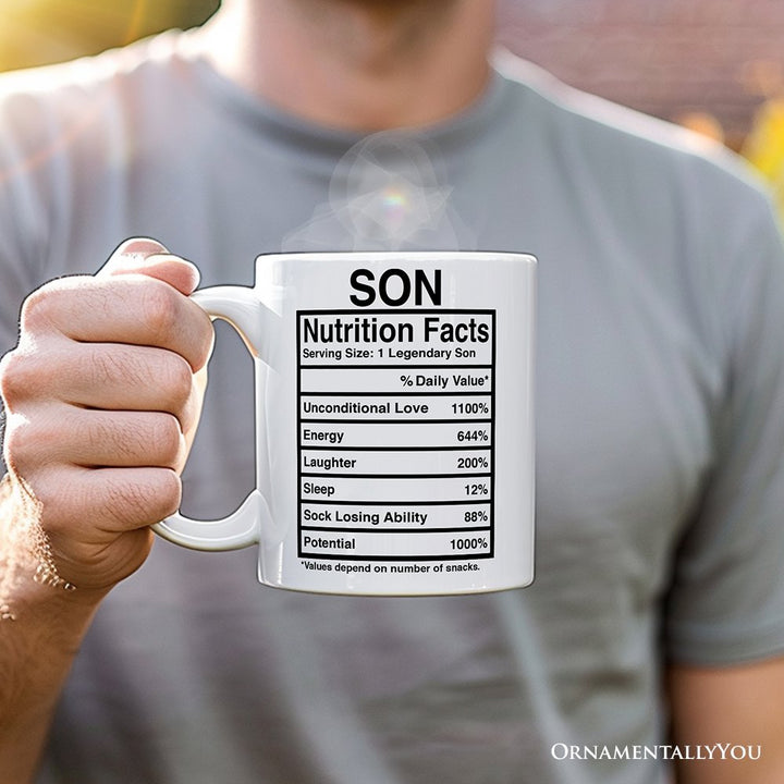 Son Nutrition Facts Personalized Mug, Birthday Gift With Custom Names and Percentages Personalized Ceramic Mug OrnamentallyYou 