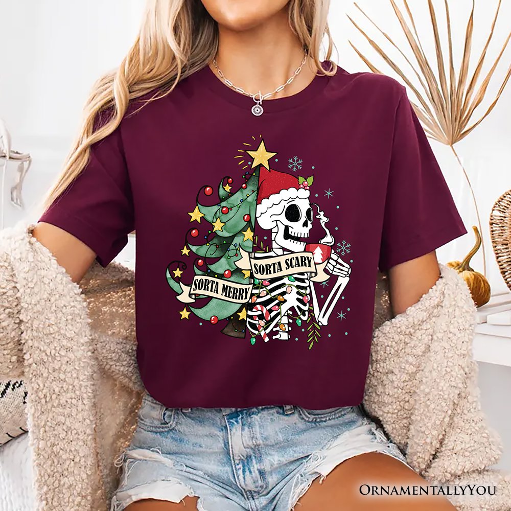 Sorta Merry Christmas Skeleton, Sarcastic Holiday Tee T-Shirts OrnamentallyYou 