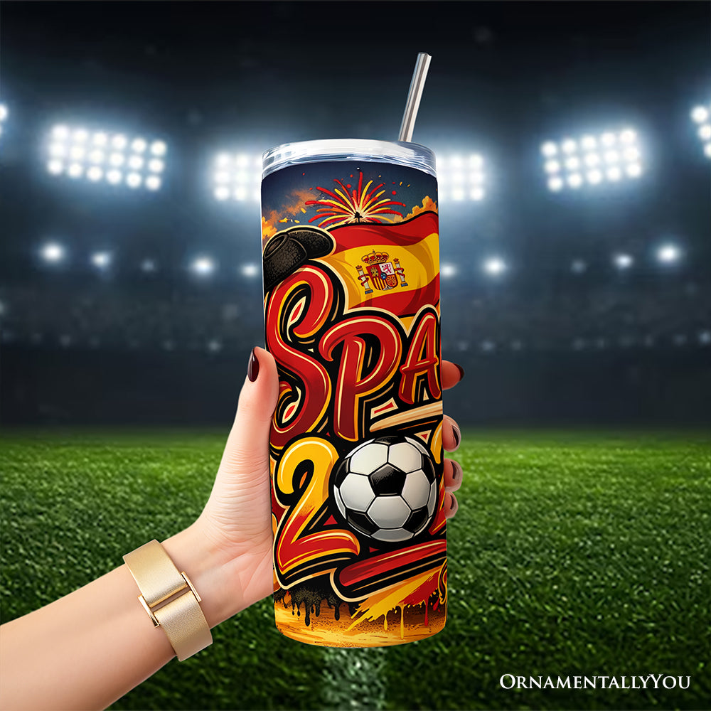 Spain 2026 Soccer Cup Global Championship 20oz Tumbler With Lid and Stainless Steel Straw, Fans Football Gift Cup