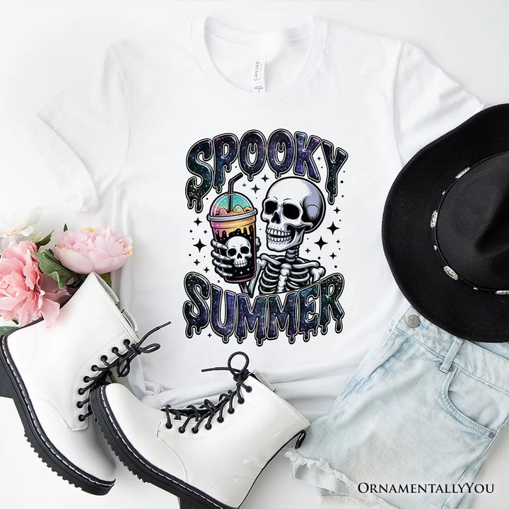 Spooky Summer Skeleton T-Shirt, Snarky Halloween Tee for Coffee and Horror Fanatics T-Shirts OrnamentallyYou White XS 