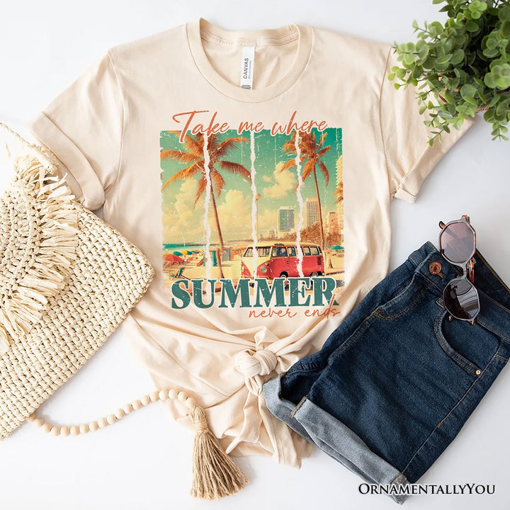 Summer Never Ends T-Shirt, Vintage White and Natural Van Tee T-Shirts OrnamentallyYou Natural XS 