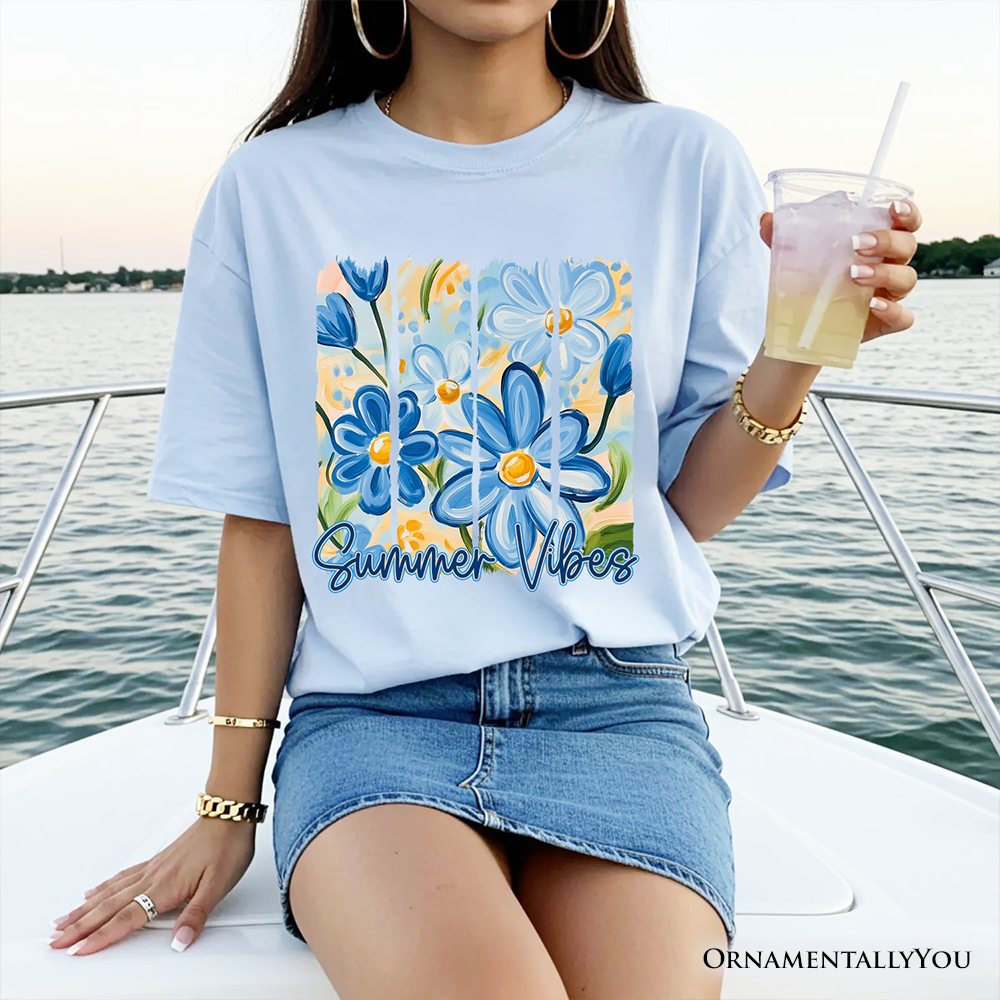 Summer Vibes Brushsroke Flowers T-Shirt, Aesthetic Tee