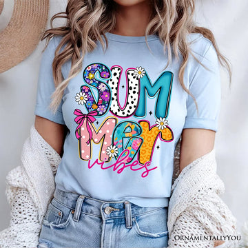 Summer Vibes Retro Floral T-Shirt, Coastal Beach Tee T-Shirts OrnamentallyYou 