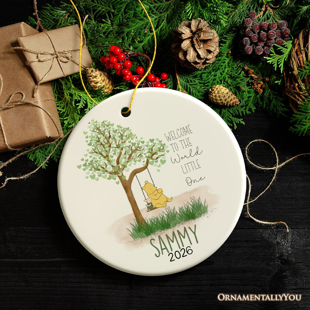 Sweet Simple Beauty Personalized Newborn Baby Christmas Ornament, Custom Name Ceramic Keepsake Ceramic Ornament OrnamentallyYou Circle 