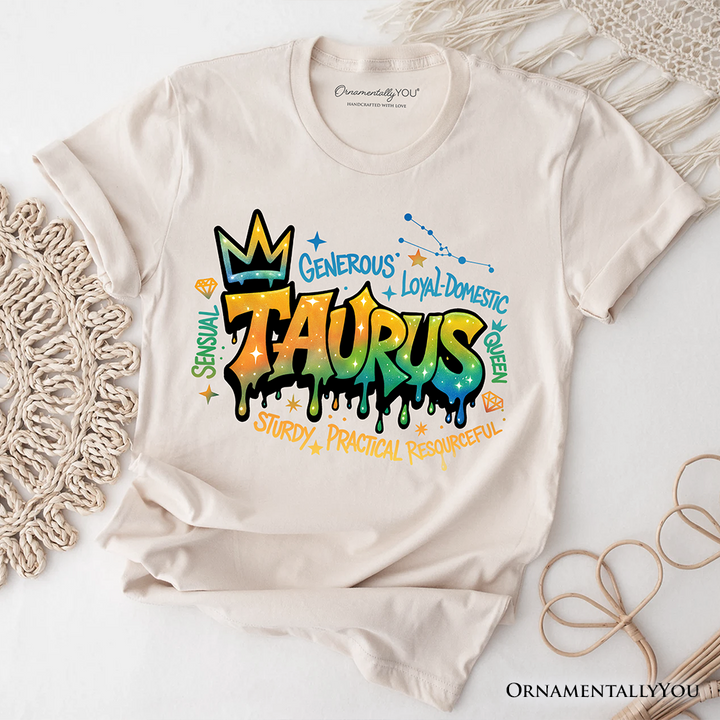 Taurus Graffiti Zodiac T-Shirt, Street Style Astrology Horoscope Tee