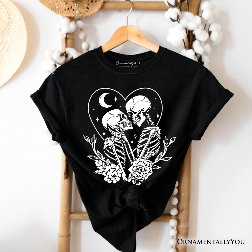 The Lovers Skeletons T-Shirt, Spooky Gothic Romantic Valentine Tee