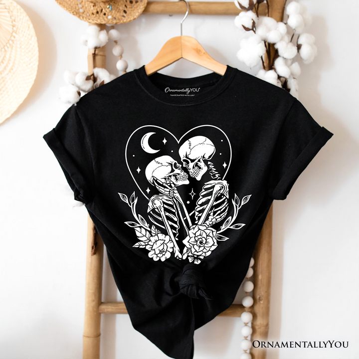 The Lovers Skeletons T-Shirt, Spooky Gothic Romantic Valentine Tee