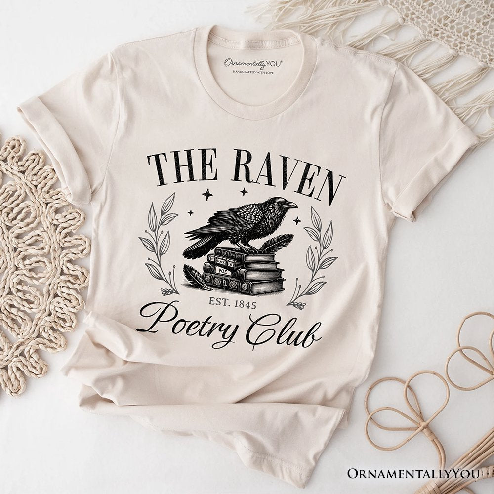 The Raven Poetry Club Edgar Allan Poe T-Shirt, Dark Academia Bookish Tee T-Shirts OrnamentallyYou Natural XS 