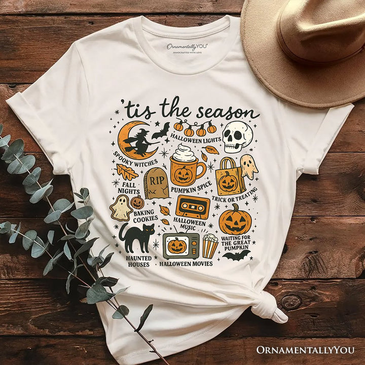 Tis the Season Retro Spooky Halloween T-Shirt, Autumn Vibes Essentials Tee T-Shirts OrnamentallyYou Natural XS 