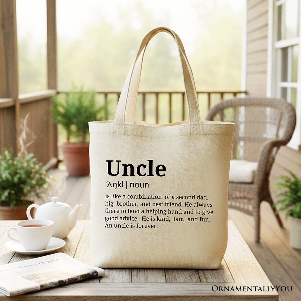 Uncle Definition Canvas Tote Bag, Funny Family Gift Shopper Tote Bag OrnamentallyYou Beige 
