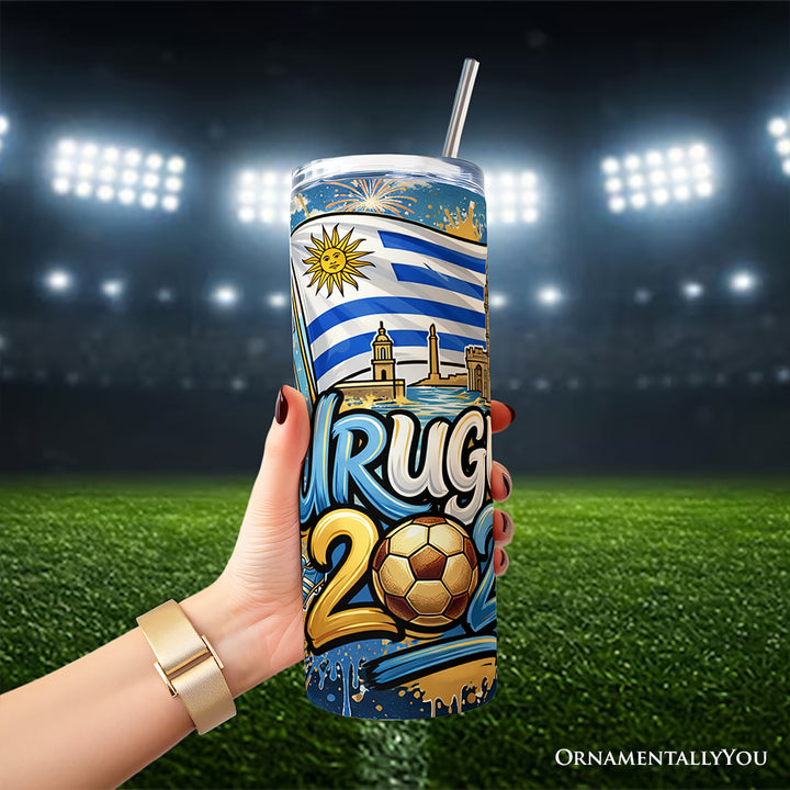 Uruguay 2026 Soccer Cup Global Championship 20oz Tumbler With Lid and Stainless Steel Straw, Fans Football Gift Cup