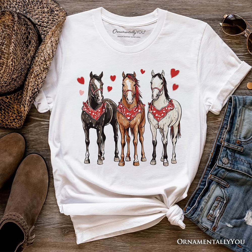 Valentine Horses Western T-Shirt, Cute Country Lover Tee T-Shirts OrnamentallyYou White XS 
