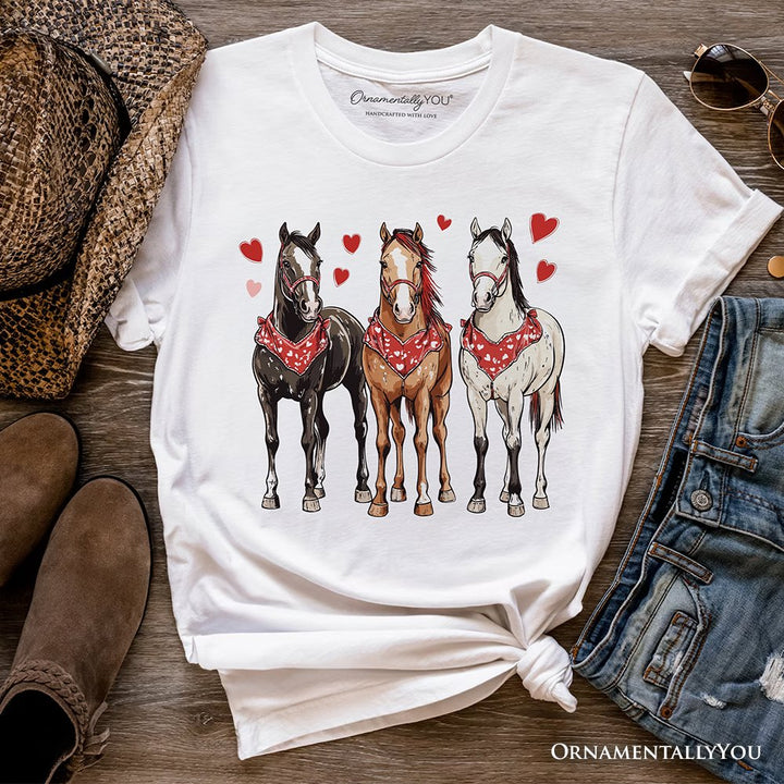 Valentine Horses Western T-Shirt, Cute Country Lover Tee T-Shirts OrnamentallyYou White XS 