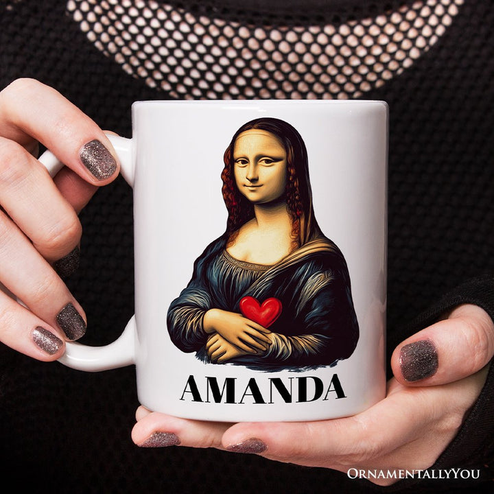 Valentine Style Mona Lisa Personalized Mug, Leonardo da Vinci Vintage Art Lover Gift Personalized Ceramic Mug OrnamentallyYou 