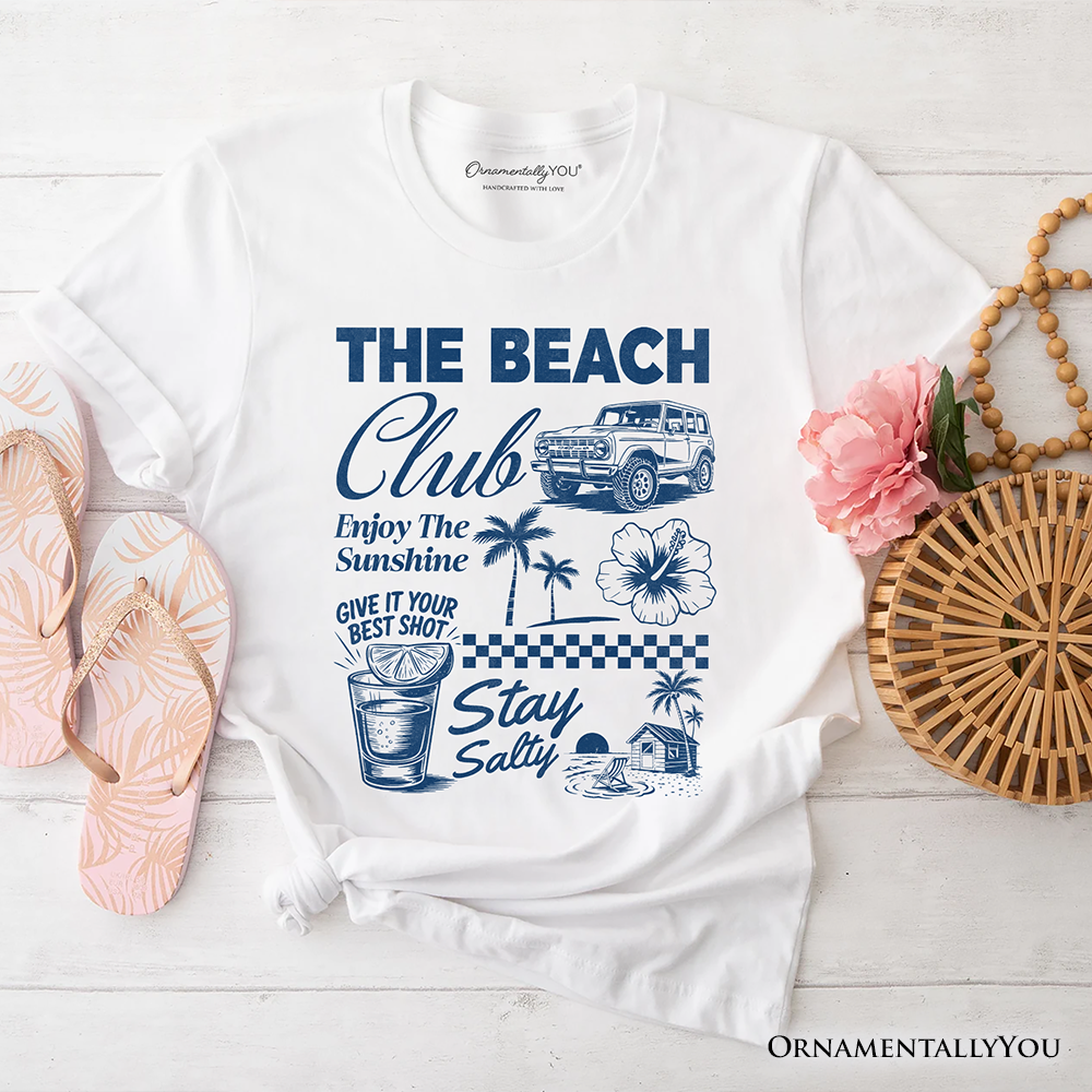 Vintage Coastal Summer Vacation T-Shirt, The Beach Club Stay Salty Tee