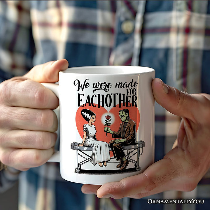 Vintage Frankenstein and Bride Personalized Mug for Couple, We Were Made for Each Other Vintage Romantic Gift With Custom Names Personalized Ceramic Mug OrnamentallyYou 