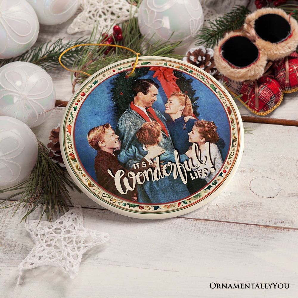 Vintage It’s a Wonderful Life Handcrafted Christmas Ornament, Classic Holiday Movie Souvenir Ceramic Ornament OrnamentallyYou 