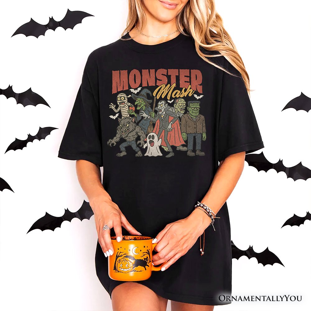Vintage Monster Mash T-Shirt, Retro Halloween Friends Tee T-Shirts OrnamentallyYou 