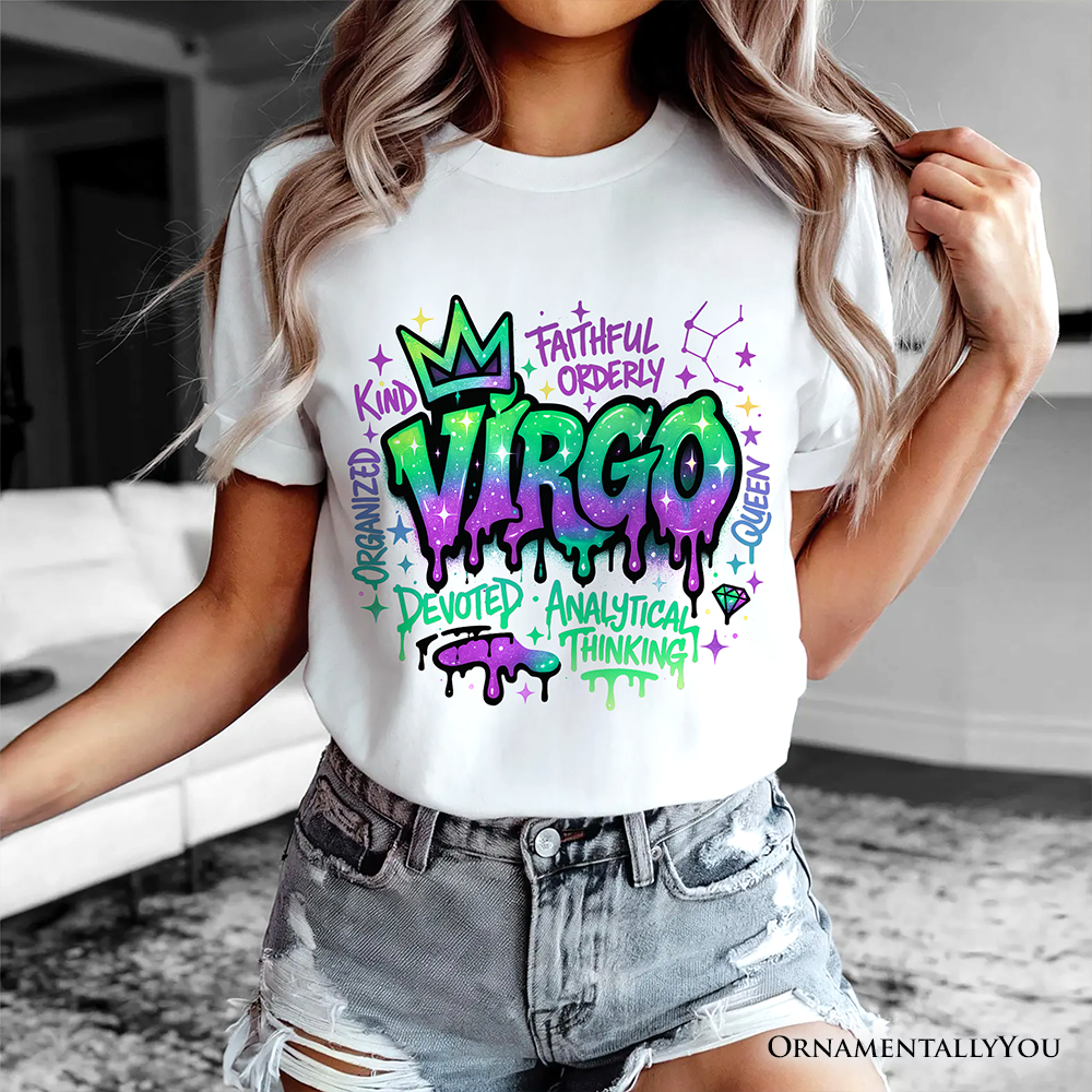 Virgo Graffiti Zodiac T-Shirt, Street Style Astrology Horoscope Tee