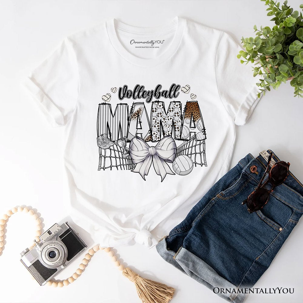 Volleyball Mama Coquette Bow T-Shirt, Sport Mom Life Tee T-Shirts OrnamentallyYou White XS 