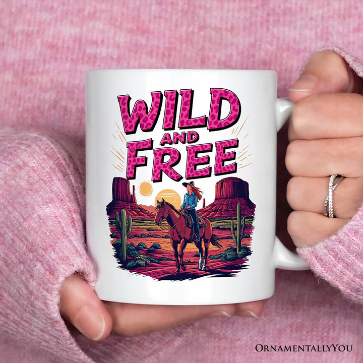 Wild And Free Western Personalized Mug, Woman Gift With Custom Name Personalized Ceramic Mug OrnamentallyYou 
