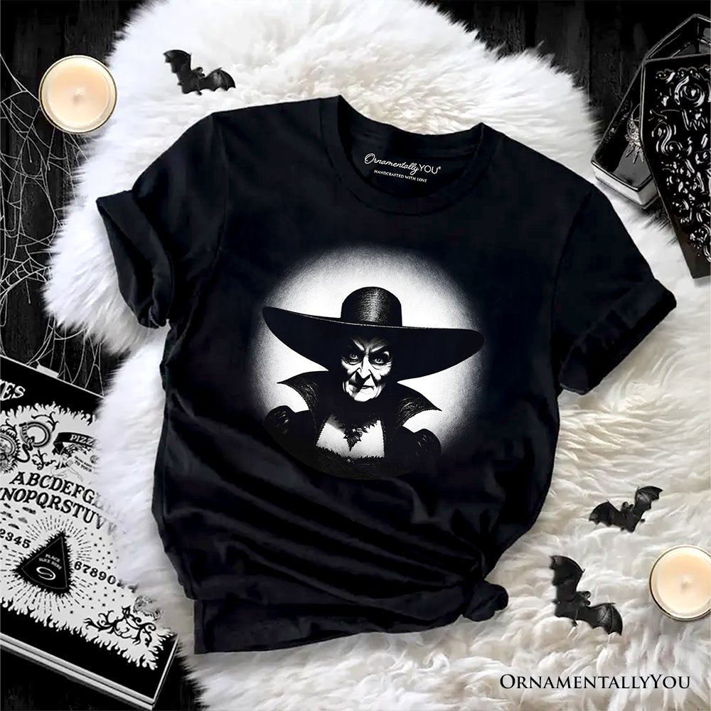 Witch Spooky Portrait T-Shirt, Horror Villain Theme Halloween Tee T-Shirts OrnamentallyYou Black XS 