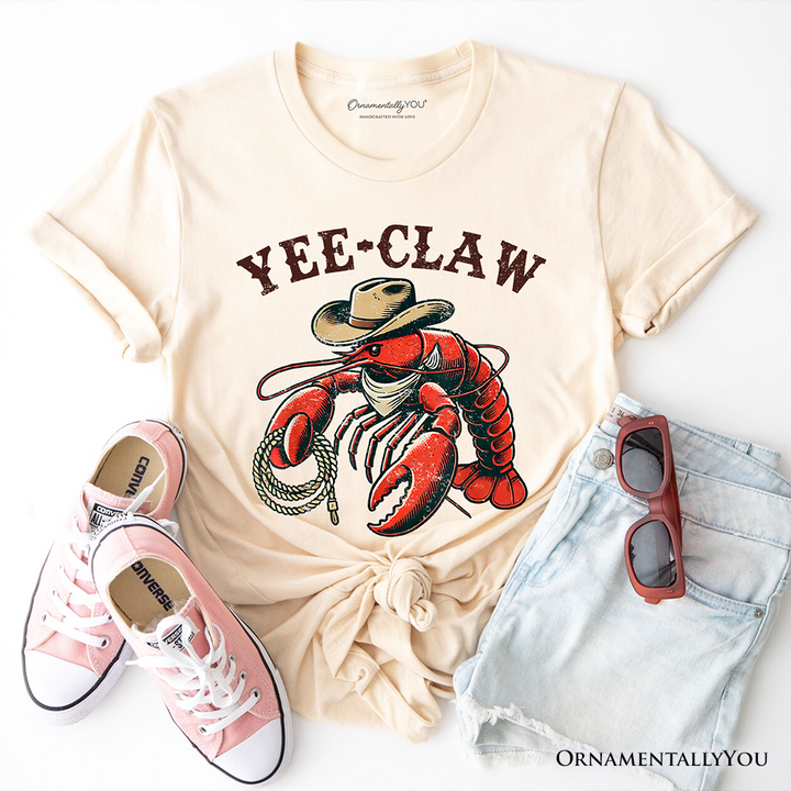 Yee Claw Lobster Western T-Shirt, Funny Cowboy Animal Tee
