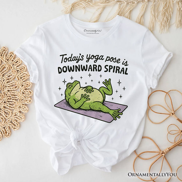 Yoga Frog Downward Spiral T-Shirt, Funny Mental Health Humor Tee T-Shirts OrnamentallyYou White XS 