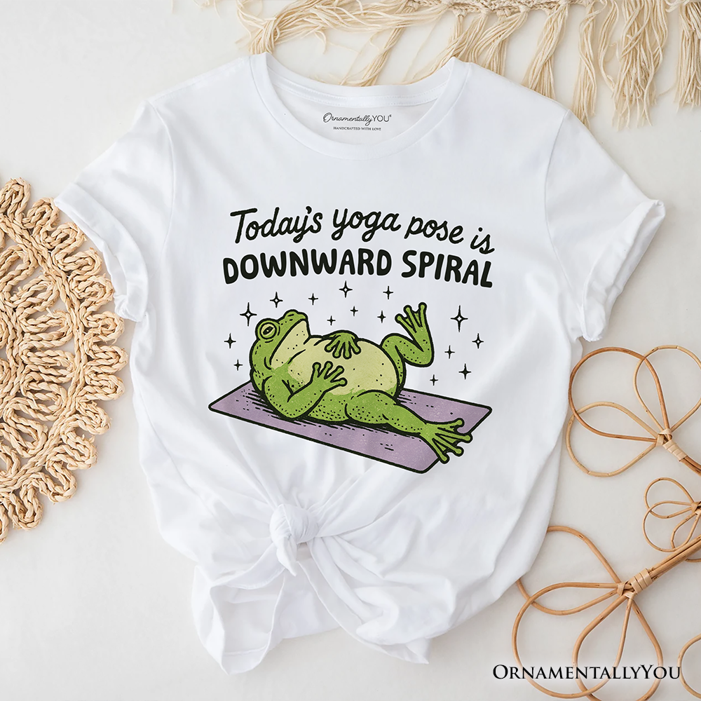 Yoga Frog Downward Spiral T-Shirt, Funny Mental Health Humor Tee