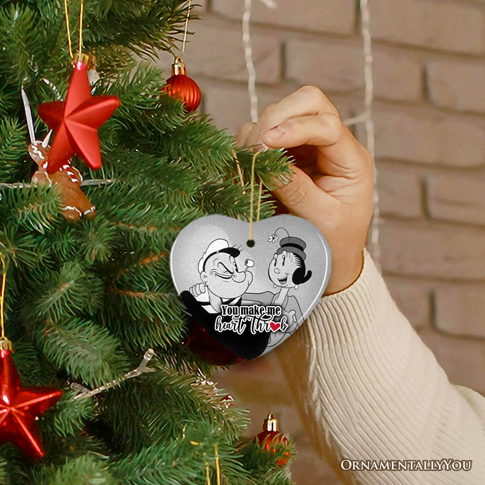 You Make Me Heart Throb Quote Ornament, Classic Popeye Sailor Couple Christmas Gift