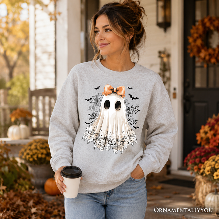 Coquette Ghost Sweatshirt, Cute Halloween Sweater for Girly Ghouls