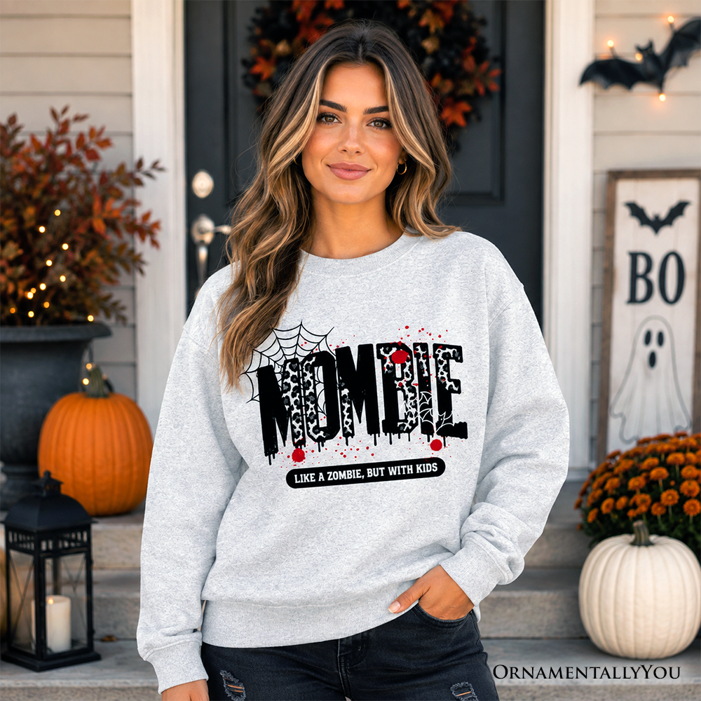 Mombie Like a Zombie Sweatshirt, Funny Halloween Mom Horror Sweater