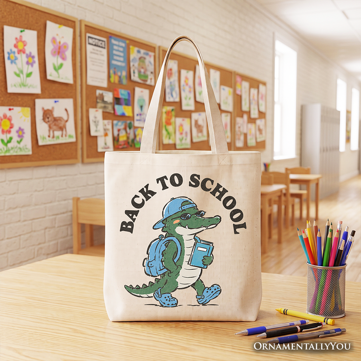 Alligator Back to School Tote Bag, Cool Gift Shopper for Teachers or Student