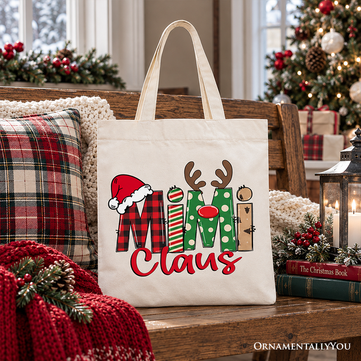 Mimi Claus Retro Christmas Tote Bag, Matching Family Holiday Gift Shopper