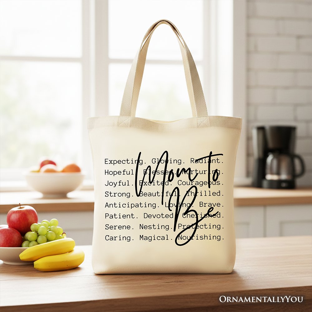 Mom To Be Pregnancy Announcement Tote Bag, Definition Future Mama Pregnant Gift Shopper Tote Bag OrnamentallyYou Beige 