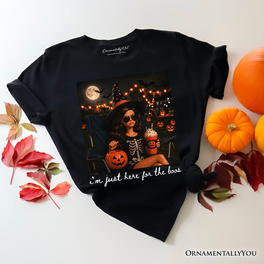 I’m Just Here for the Boos Witch T-Shirt, Funny Halloween Party Tee