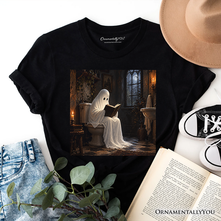 Toilet Ghost Halloween T-Shirt, Funny Bookworm Spooky Gothic Tee