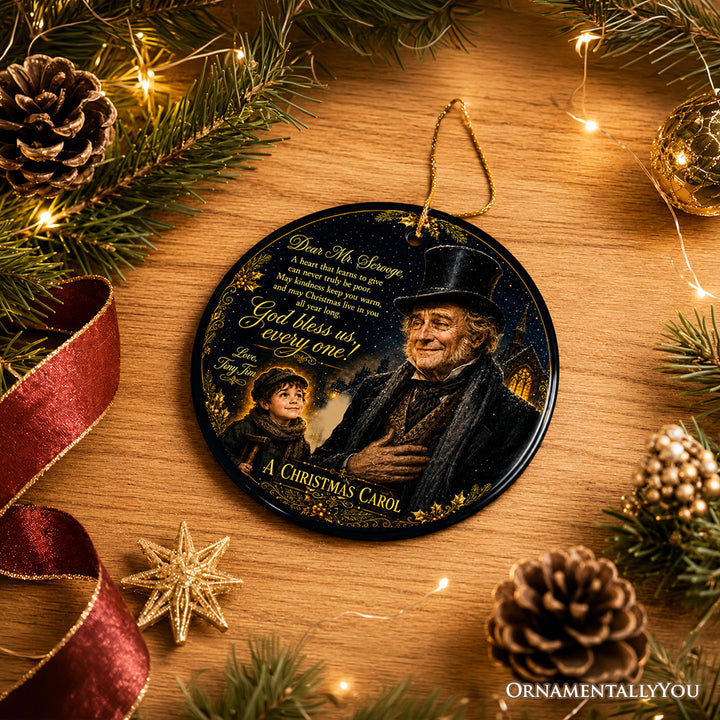 A Christmas Carol God Bless Us Every One Ornament, Charles Dickens Holiday Story Tree Decor
