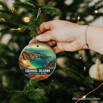 Coastal Channel Islands National Park Ornament, California Rugged Shoreline Christmas Gift and Pacific Ocean Vista Keepsake Ceramic Ornament OrnamentallyYou 