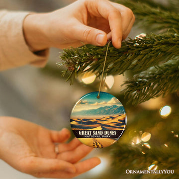 Great Sand Dunes National Park Ornament, Colorado Rolling Dunes and Mountain Backdrop Christmas Keepsake and Travel Souvenir Ceramic Ornament OrnamentallyYou 