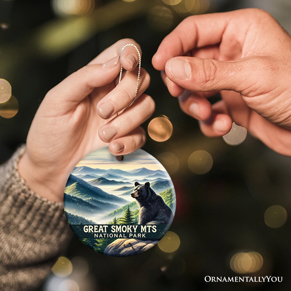 Iconic Great Smoky Mountains National Park Ornament, Tennessee Appalachian Landscape Christmas Gift and Nature Keepsake Ceramic Ornament OrnamentallyYou 