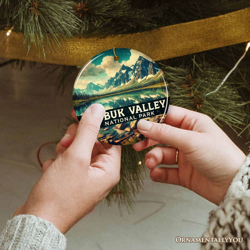 Kobuk Valley National Park Ornament, Alaska Mountain Lake Landscape Christmas Keepsake and Travel Souvenir