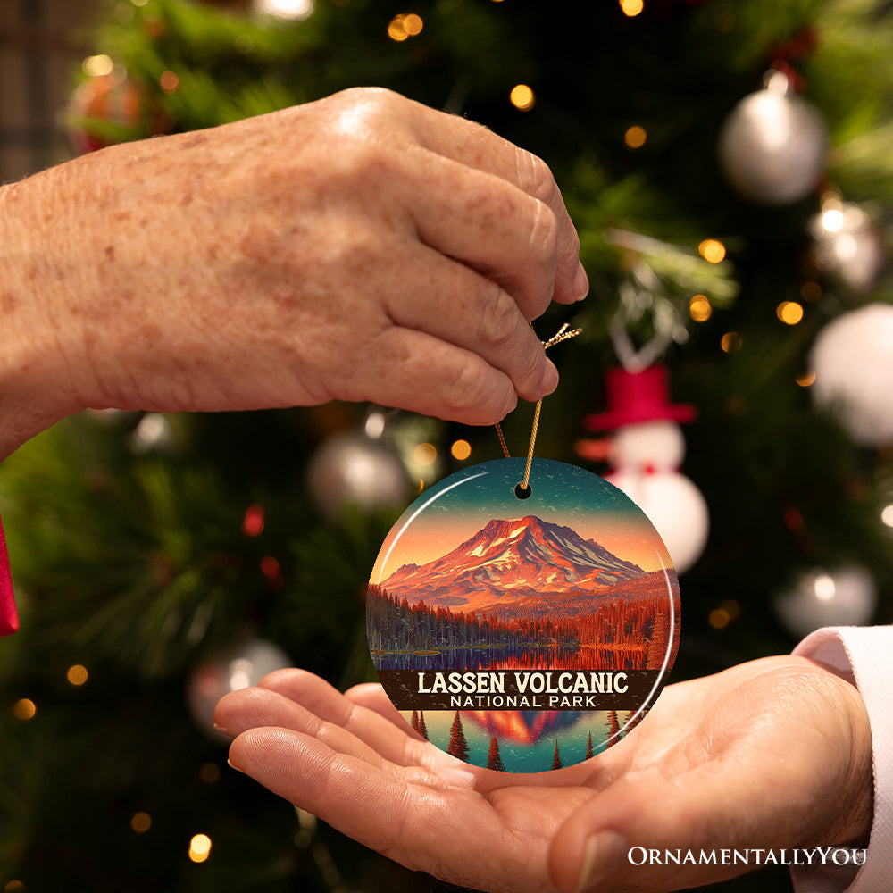 Lassen Volcanic National Park Ornament, California Fiery Peak Reflection Christmas Gift and Wilderness Keepsake