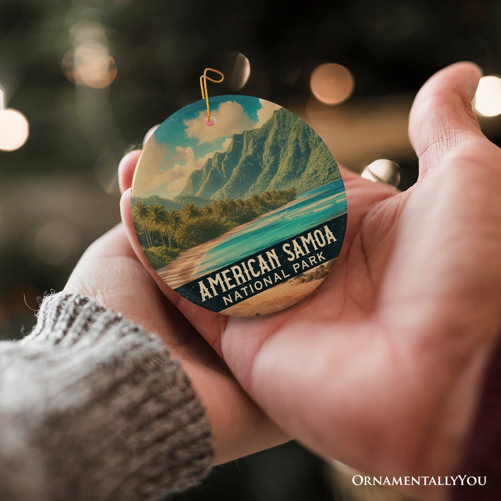 Lush American Samoa National Park Ornament, Pacific Tropical Coastline Christmas Gift and Island Rainforest Escape Keepsake Ceramic Ornament OrnamentallyYou 