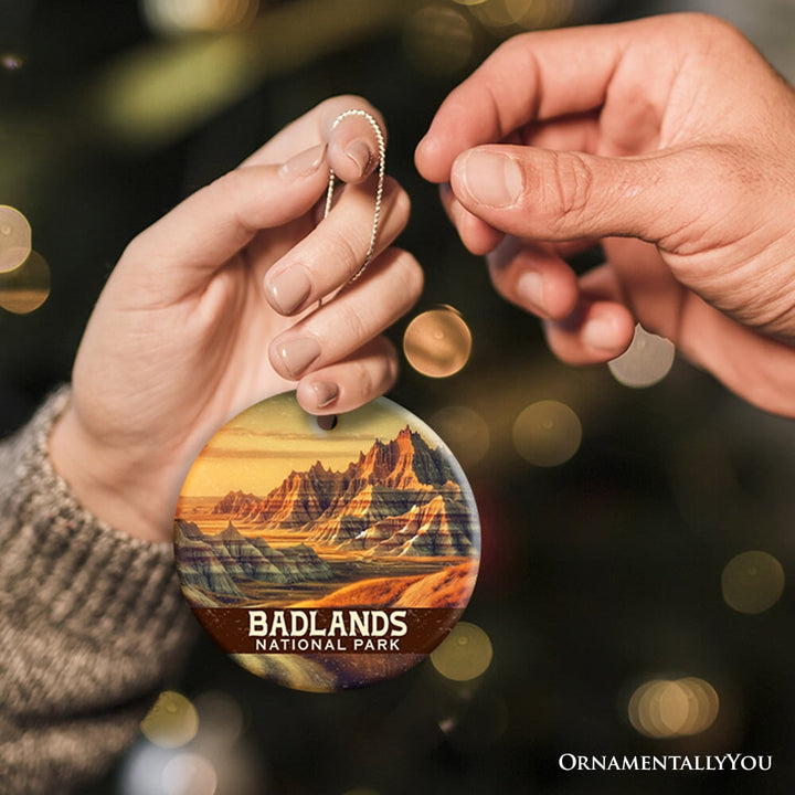 Majestic Badlands National Park Ornament, Scenic Western Landscape Christmas Gift and Nature Souvenir Ceramic Ornament OrnamentallyYou 