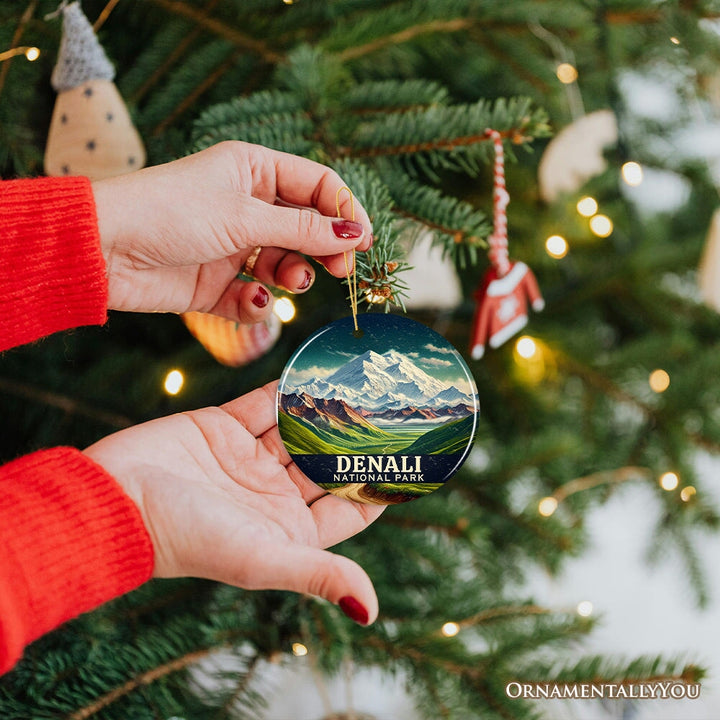 Picturesque Denali National Park Ornament, Alaska Majestic Range Christmas Gift and Nature Souvenir Ceramic Ornament OrnamentallyYou 