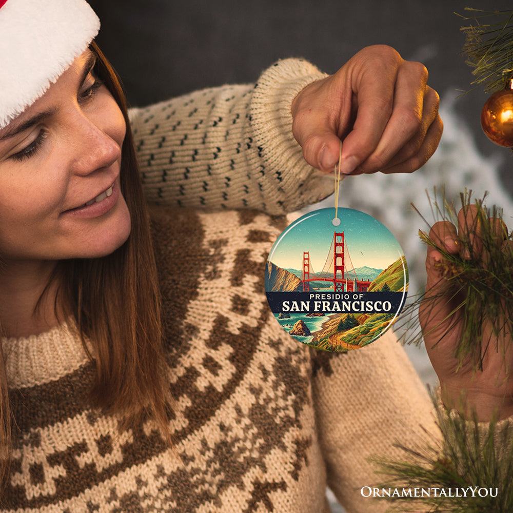 Presidio of San Francisco Ornament, California Golden Gate Bridge View Christmas Keepsake and Travel Souvenir