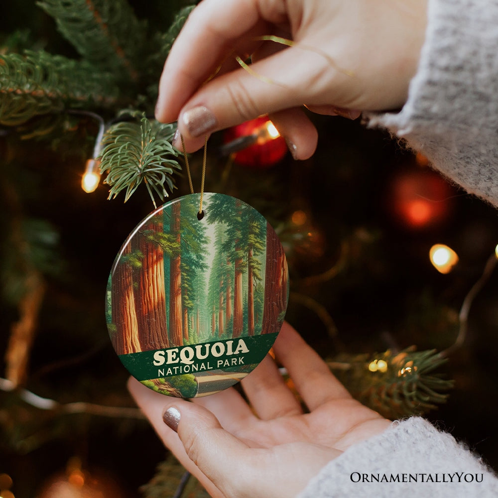 Radiant Sequoia National Park Ornament, California Forest Path Christmas Gift and Nature Explorer Souvenir Ceramic Ornament OrnamentallyYou 