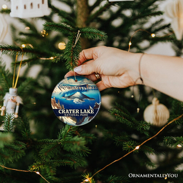 Scenic Crater Lake National Park Ornament, Oregon Mountain Lake Christmas Gift and Nature Souvenir Ceramic Ornament OrnamentallyYou 